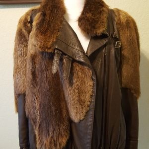 Leather and fur jacket